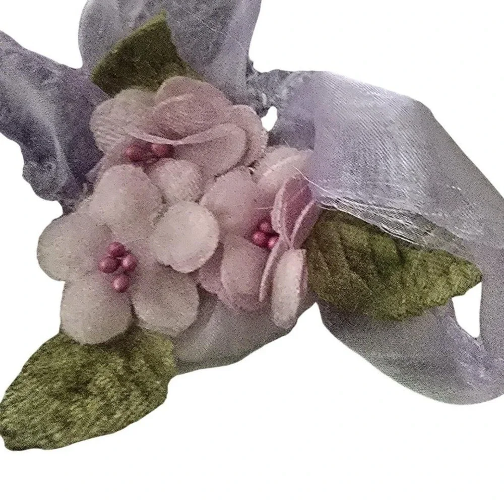 Easter Bunny Decorative Plush Purple Jacket Pink Hat Sequins 18 Inch Bean Bottom